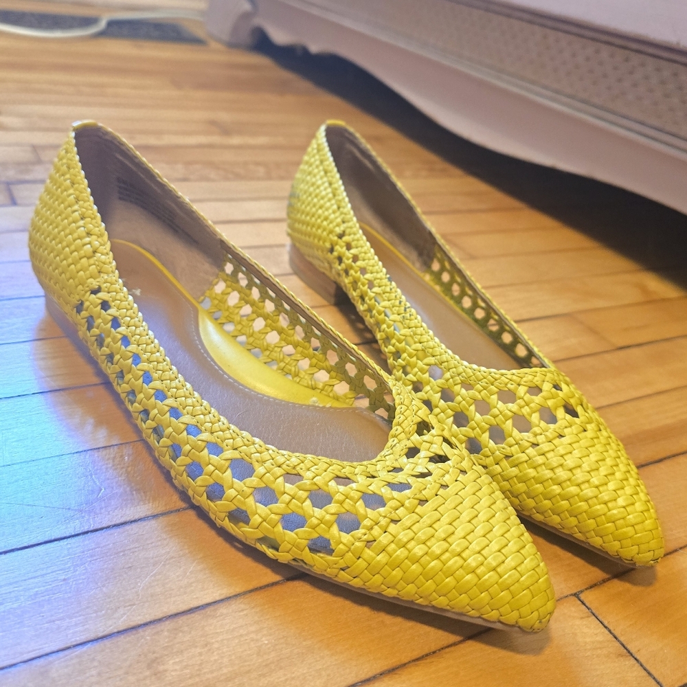 Caslon Yellow Woven Pointed-Toe Flats